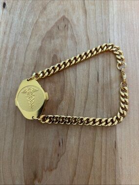 Unisex Gold-Tone Medical ID Chain Bracelet for Men/ Women